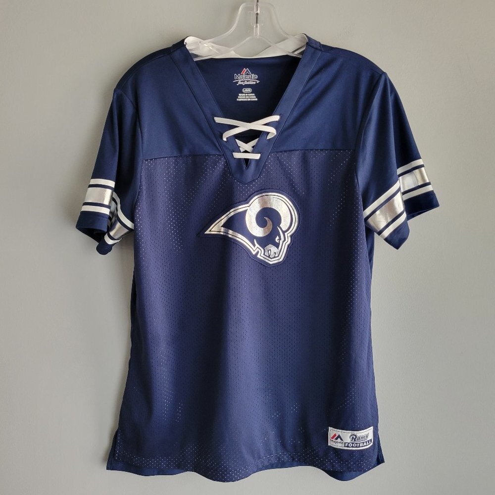Majestic Women's NFL Draft Me Lace-Up Short-Sleeved Top – Los Angeles Rams - Picture 3 of 9